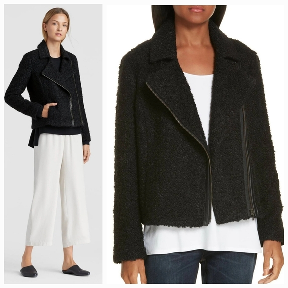 Eileen Fisher Jackets & Blazers - ❤️ EILEEN FISHER CURLY ALPACA BLACK MOTO JACKET, SP (SMALL PETITE)